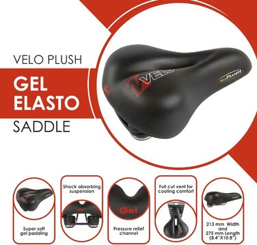 Велосипедне сідло Velo 213 мм, анатомічне, м'яке