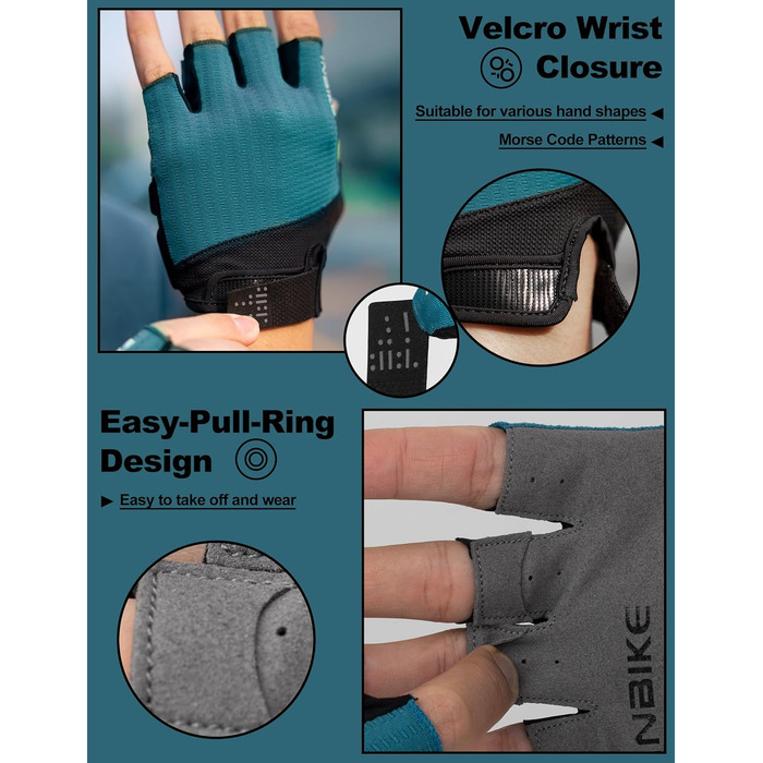 Велосипедні рукавички INBIKE для чоловіків, халявні, літні, ударостійкі, еластичні, дихаючі, світловідбиваючі, IHC215, синій, XL