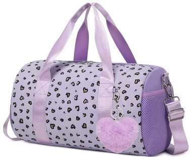 Сумка для танців та плавання для дівчаток, балетна сумка фіолетова з принтом «Серце»