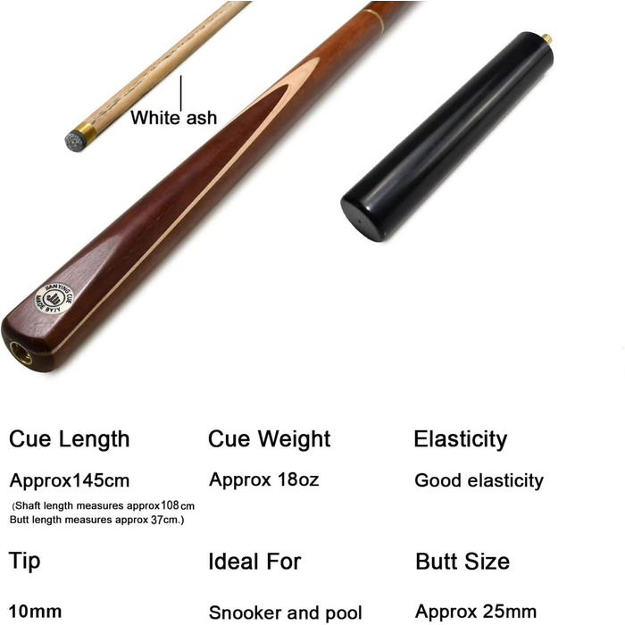 Більярдний кий AONETIGER 145 см: якісний набір для снукеру та пулу (3 частини, дерево Eschenholz, наконечники 10 мм, аксесуари, сумка/кейc)