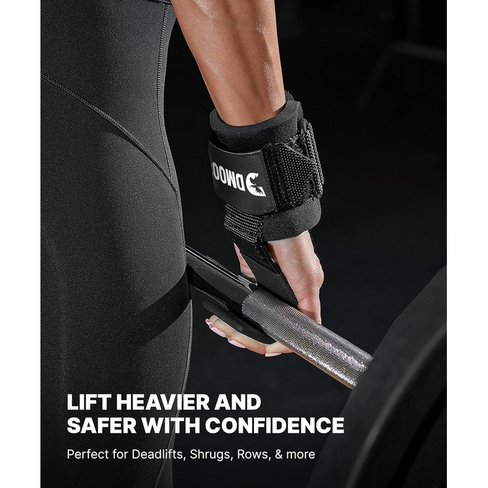 Набори для тяги DMoose Fitness для чоловіків та жінок (пара) - міцний нейлон з ремінцями на зап'ясті 8 мм - для силового тренування, пауерліфтингу та станової тяги