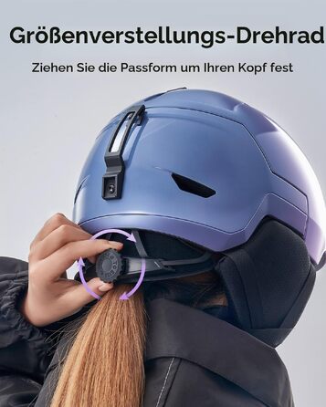 Шолом для гірських лиж та сноуборду Odoland Unisex, регульований захисний шолом для дорослих та підлітків, система вентиляції, розмір S (51-55 см), колір: фіолетовий градієнт