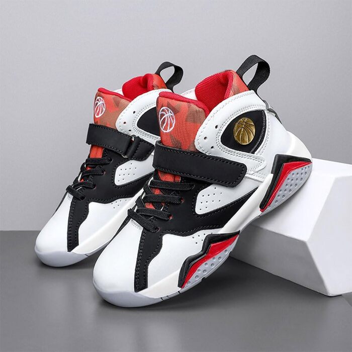 Дитячі баскетбольні кросівки для хлопчиків та дівчаток, антиковзаючі, розмір 28-39, червоно-білі та чорно-білі
