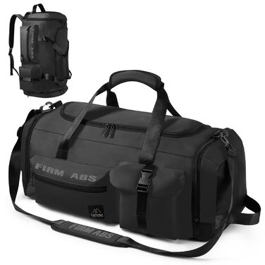 Спортивна сумка Flintronic 65L для тренувань та подорожей з відділенням для взуття та мокрих речей, функцією рюкзака та тримачем для валізи, чорна