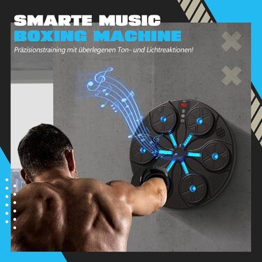Музична бокс-машина Baoblaze з Bluetooth, 8+ режимів тренування, динамічне підсвічування, для боксу, карате, тхеквондо, з рукавичками, чорна