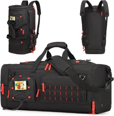 Спортивна сумка 50L для чоловіків 3-в-1 з відділенням для мокрого одягу та взуття, рюкзак, дорожня сумка, валіза ручної поклажі, для тренувань, залу, плавання, подорожей (чорний)