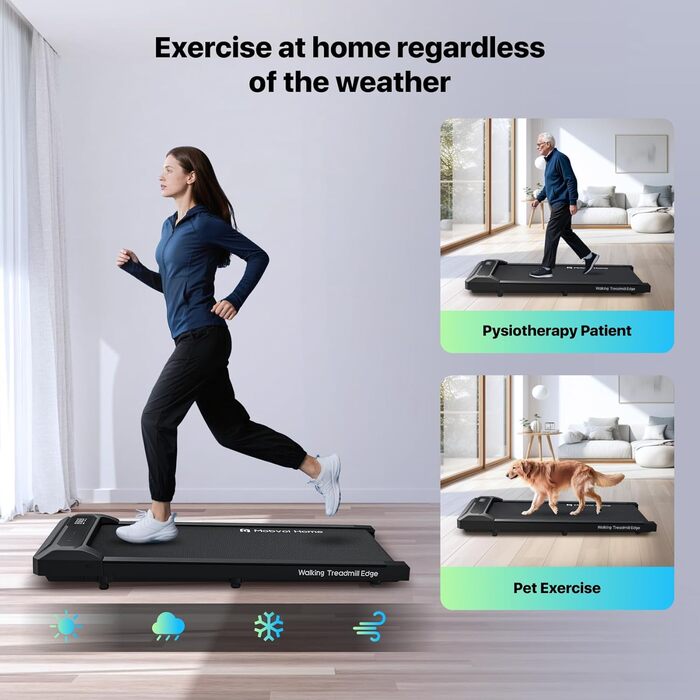 Walking Pad Edge: Компактний біговий тренажер для дому та офісу, 6 км/год, 120 кг, з пультом керування та підтримкою Zwift/Kinomap
