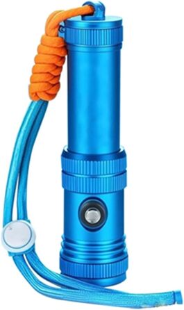 Водонепроникний ліхтар WindFire для дайвінгу та снорклінгу – перезаряджуваний підводний ліхтар з 4 режимами освітлення, для дайвінгу, дослідження печер (блакитний)