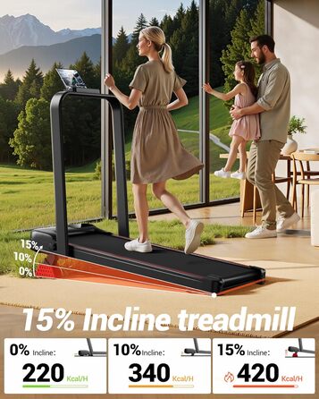 Lontek Walking Pad: Біговий килимок з нахилом 15% для дому з 2.5PS мотором та трійною амортизацією. Макс. навантаження 136 кг, чорний