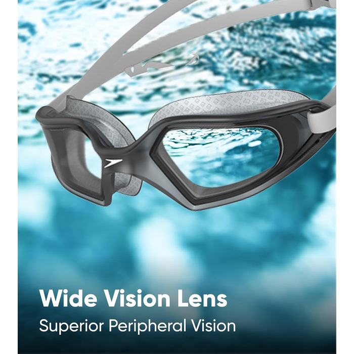 Окуляри для плавання Speedo Hydropulse - унісекс, комфортна посадка, регульована конструкція (білий/слон/світло-димний колір)