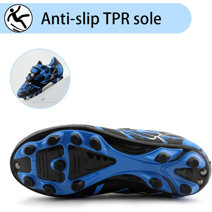 Дитячі футбольні бутси для хлопчиків та дівчаток, Outdoor, Kunstrasen, Spikes, 28-37EU (29 EU, Blue)