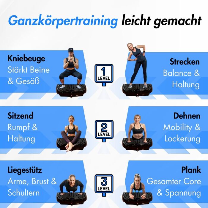 Вібраційна платформа Winch W.1.0 PRO | Електрична віброплатформа для дому | До 150 кг, 120 рівнів, з пультом ДУ, стрічки опору, чорний