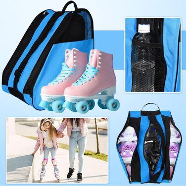 Чохол для роликових ковзанів, сумка для роликів, ice roller skating bag, сумка для ковзанів, сумка для лиж, сумка для скейтборду, доросла сумка для хокею, для чоловіків та жінок (Блакитний)