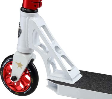 Трюковий самокат STAR SCOOTER Pro Sport 120 мм для дітей від 7 років та дорослих, алюмінієвий, біло-червоний