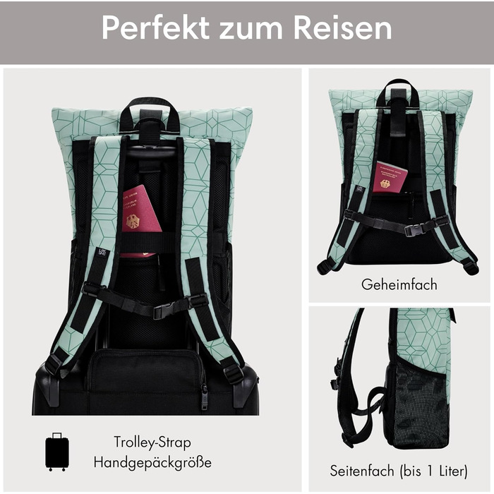 Рюкзак LARKSON No 4 Rolltop водостійкий з відділенням для ноутбука, для жінок і чоловіків, універсальний для роботи, навчання та велосипеда, великий дорожній рюкзак