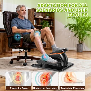 Електричний еліптичний тренажер для дому під стіл з пультом дистанційного керування, дисплеєм, 12 швидкостей, тихий та портативний степер для літніх людей, підлітків та дорослих.