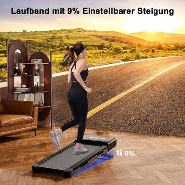 Lacuffy Бігова доріжка Treadmill з нахилом 9% та функцією Auto, біговий Treadmill для дому, максимальне навантаження 136 кг, Treadmill-стіл з керуванням через APP, 3HP тихий Treadmill з тренувальними курсами та багатокористувацьким режимом, чорний