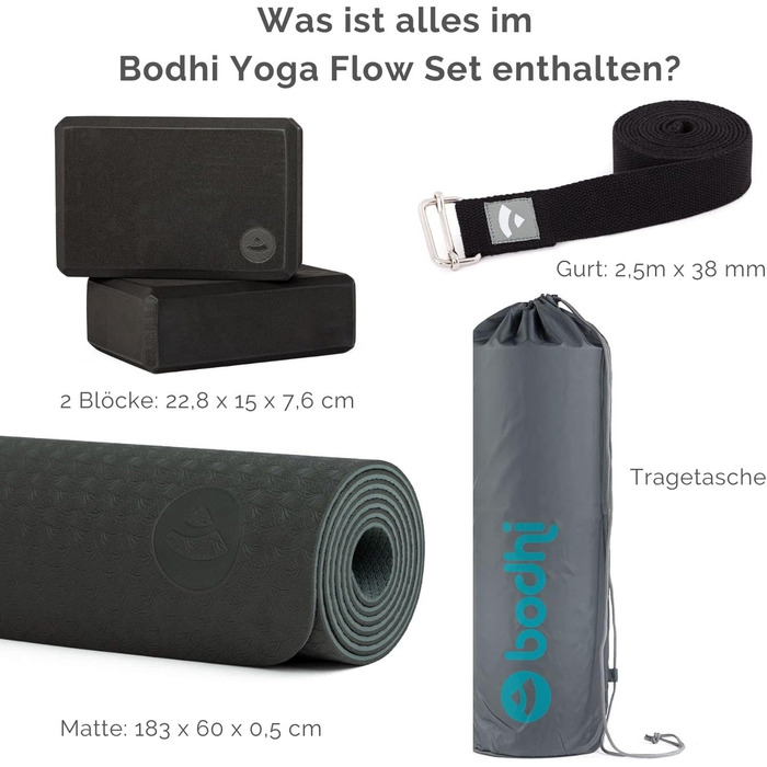 Комплект для йоги Bodhi Yoga Starter: килимок TPE, 2 блоки EVA, ремінь бавовна, набір для початківців