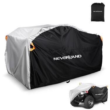 Водонепроникний чохол на квадроцикл Neverland XL (210x120x115 см) — захисний тент від снігу, пилу та дощу для ATV, чорно-сріблясто-помаранчевий
