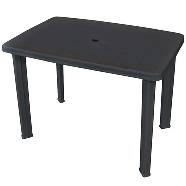 Садовий стіл vidaXL 101x68x72 см, пластик, антрацит, вуличний стіл для балкона та саду з отвором для парасольки