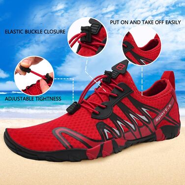 Водні шкарпетки для плавання та дайвінгу WateLves S901: дихаючі, антиковзкі, унісекс (42 EU, червоно-чорні)