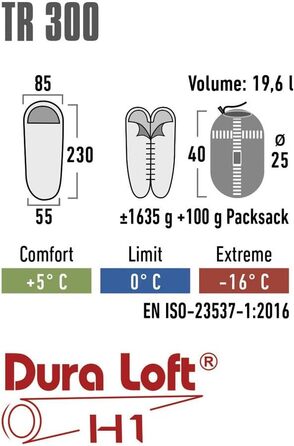 Спальний мішок High Peak Mumien TR 300 Allround для трекінгу, 4 сезони, легкий, -16°C, темно-червоний/сірий