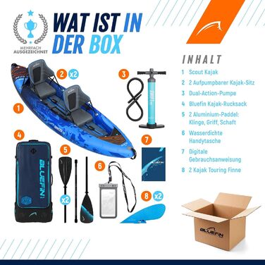 Надувне каяк Bluefin Scout та Ranger – альтернатива надувному каное, 1-місний і 2-місний, для активного відпочинку