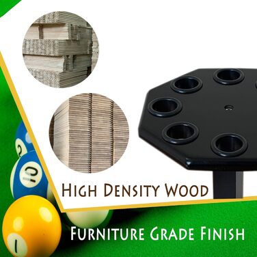 Стійка для більярдних київ GACCO BILLIARDS на 8 київ, аксесуар для більярдного столу, дерев'яний підсвічник, чорний колір