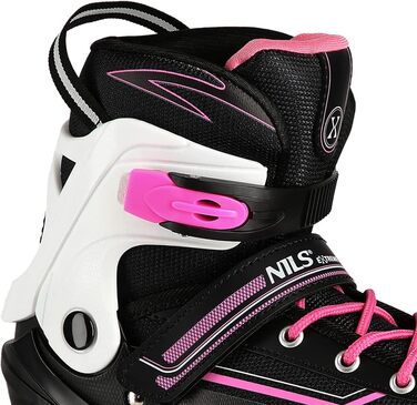 Жіночі роликові ковзани Nils ABEC7, регульовані, для дітей (чорно-рожеві, 39-42)