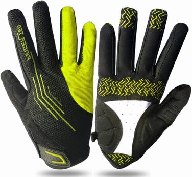 Велосипедні рукавички FINGER TEN для чоловіків, MTB рукавички з гелевою амортизацією, захист від ковзання, походи, гірський велосипед, унісекс, зелені, повні пальці