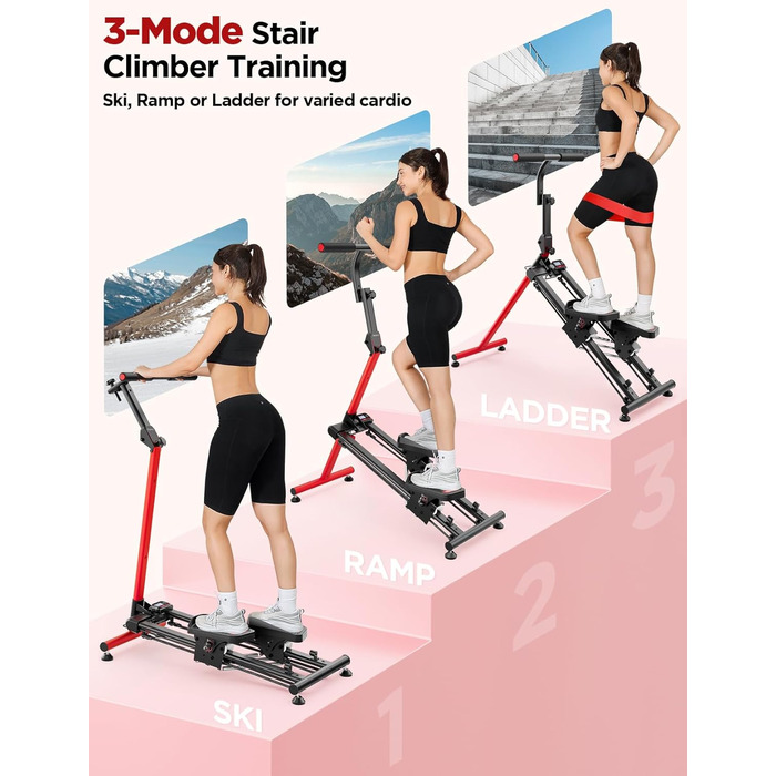 Сходи-степер YOLEO з регульованим опором для дому, компактний кардіо-тренажер, 3 режими тренувань, великі платформи, 90% зібраний, з ручкою