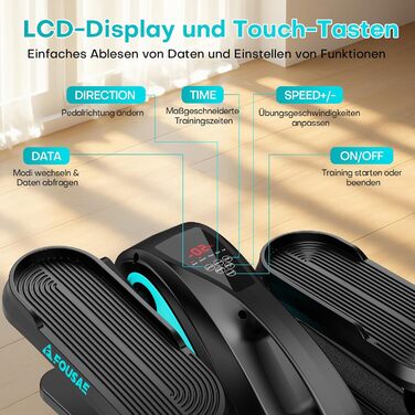 Еліптичний тренажер під стіл для дому, 2 в 1 електричний крос-тренажер з 15 швидкостями та 3 автоматичними режимами, педальний тренажер для літніх людей з пультом дистанційного керування, тихий та портативний тренажер для ніг, синій, 15 швидкостей + 3 авт