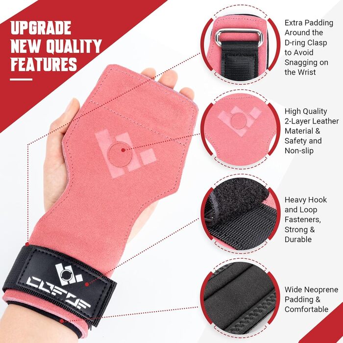 Підтримуючі ремені COFOF для важкої атлетики, бодібілдингу та силових тренувань, для жінок та чоловіків (рожевий)