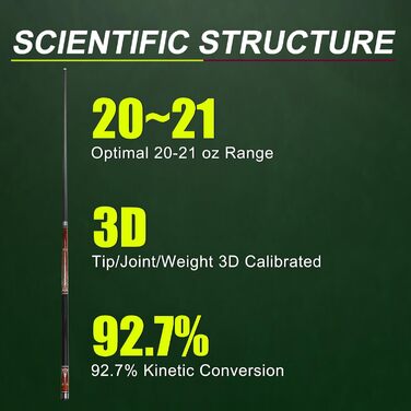 Кю Carbon Fiber (20-21 oz) - Професійний бик для більярду з шкіряним наконечником 13mm, 3/8*8 Joint, з чохлом, захисниками та крейдою