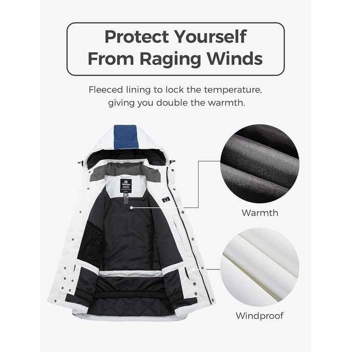 Чоловіча водонепроникна куртка Wantdo для катання на лижах, вітрозахисна спортивна куртка для активного відпочинку, тепла зимова куртка для снігу, гірська куртка, XXL, біло-червона