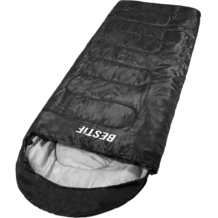 Сплячий мішок BESTIF для кемпінгу та відпочинку на природі: літній, водонепроникний, ультралегкий, компактний, 210x75 см, чорний