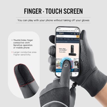 Чоловічі зимові рукавички KynciLOR Winterhandschuhe - теплі, сенсорні, велосипедні, для катання на лижах та роботи (XL, сірі)