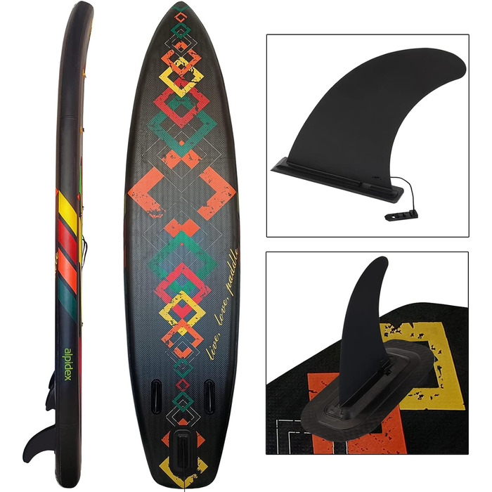 Надувна SUP-дошка ALPIDEX 320x76x15 см, до 200 кг, комплект: весло, плавники, насос, ремінець, рюкзак, ремкомплект, легка та міцна