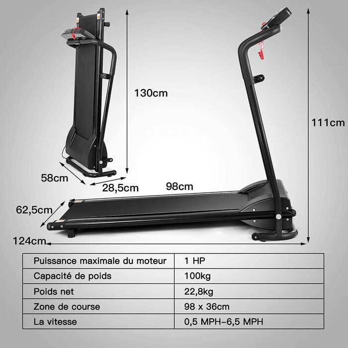Електрична бігова доріжка COSTWAY 550 Вт, 1-12 км/год, складана фітнес-машина з Bluetooth, керуванням через додаток, 12 програм, LCD-дисплей, тримач для пристроїв, чорна