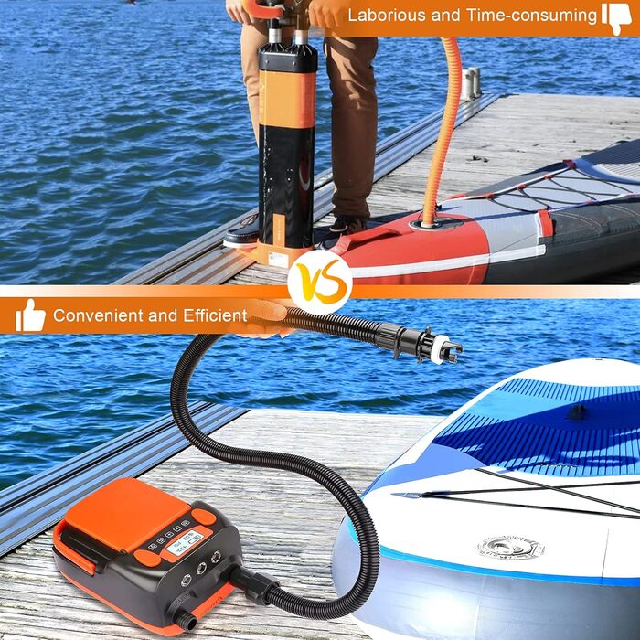 Електричний надувний насос AGPtEK 6000mAh для SUP, матраців, наметів та човнів. 16 PSI, 12V, акумуляторний компресор