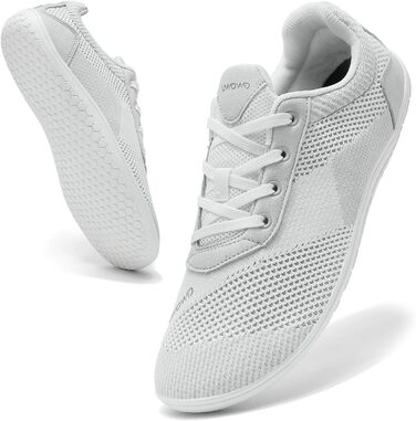 Легкі дихаючі кросівки Barfußschuhe для чоловіків та жінок | Широка передня частина, підошва 4 мм | Зручні для спорту, відпочинку та повсякденного носіння (44 EU, Білий)