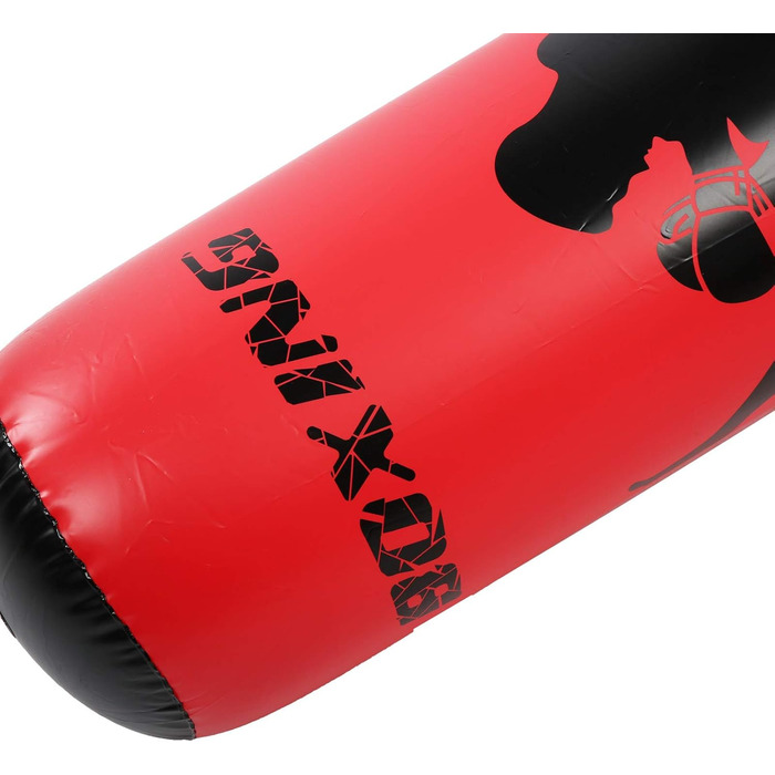 Надувний боксерський мішок 170 см для силових тренувань, чорно-червоний PVC, для чоловіків, жінок, хлопчиків та дівчаток