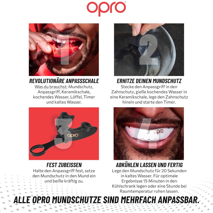 Захист для зубів OPRO Bronze - для боксу, єдиноборств, MMA, дітей та дорослих. Самоадаптується для хокею, кікбоксингу, регбі. Гарантія від дантиста. Колір: чорний.