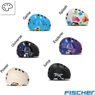 Дитячий велосипедний шолом FISCHER BMX з LED підсвіткою, для велосипеда, самоката та екстремальних видів спорту