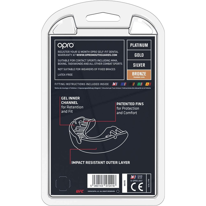 Захисний капу OPRO UFC для MMA, BJJ, боксу та інших єдиноборств (Бронзовий, Junior, Білий)