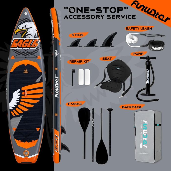 Надувний SUP-борд FunWater 11'10'6: комплект з аксесуарами для дорослих, для всіх рівнів підготовки