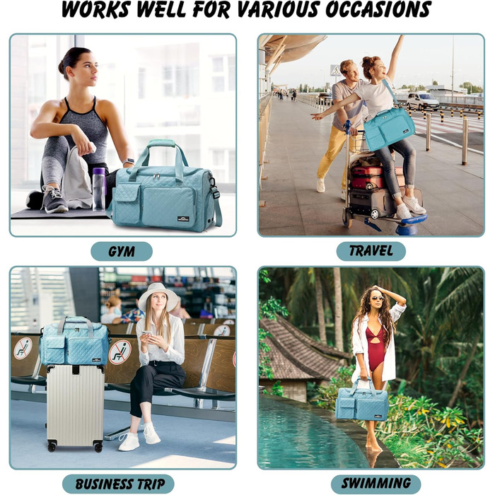 Спортивна сумка для жінок та чоловіків з відділенням для взуття та мокрих речей, водонепроникна сумка для подорожей, йоги, плавання та залу (Колір: Teal)