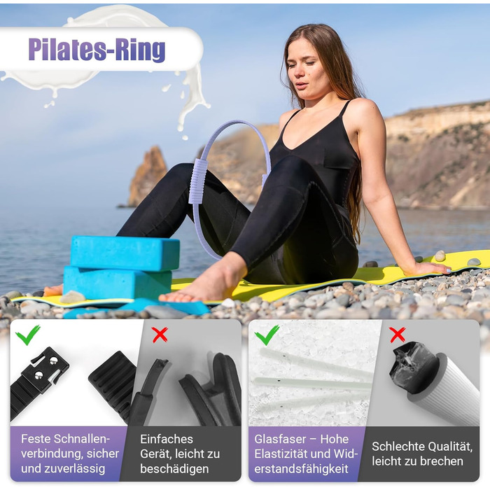 Набір для пілатесу: кільце, стрічки, міні-м'яч, постер та сумка. Набір для тренування корпусу для жінок (фіолетовий)