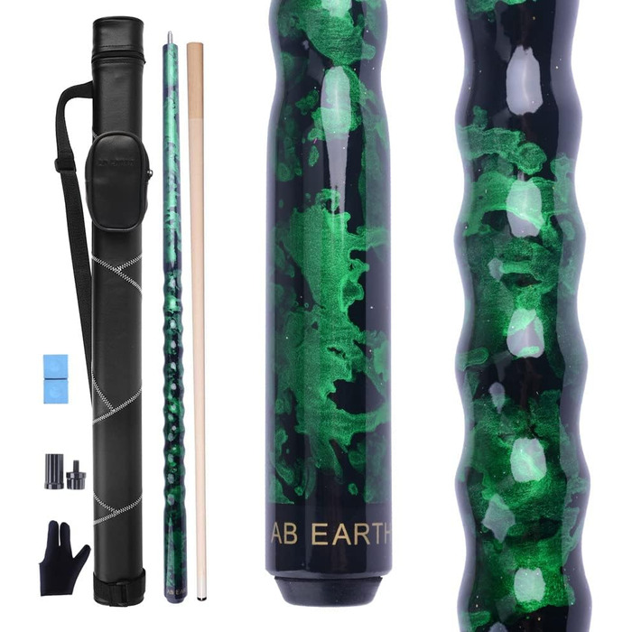 Набір для більярду Earth Pool-Queue-Stick (147.3 см, 13 мм), з кейсом (зелений, 18 oz)