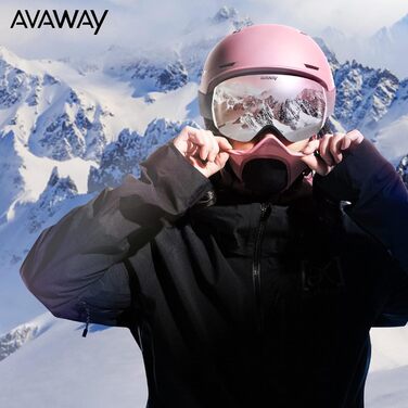 Сферичні лижні окуляри AVAWAY для дорослих та підлітків OTG з UV-захистом, антифог, для окулярів, сумісні з шоломом, дзеркальні, білі з рожевою лінзою VLT 27%